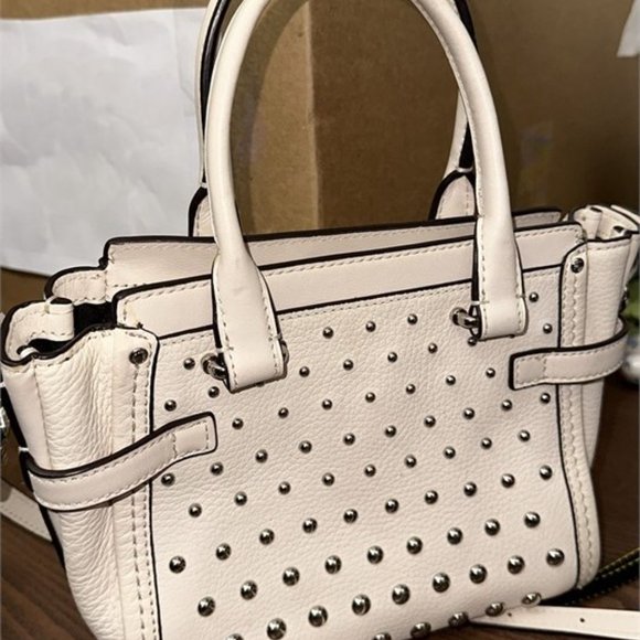 Coach White Leather Mini Swagger Studded Tote - Picture 2 of 4